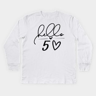 Hello 50 Heart,Funny 50th Birthday Kids Long Sleeve T-Shirt